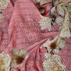 Mulmul Dusty Pink  Floral Print Embroidery - KCC141194