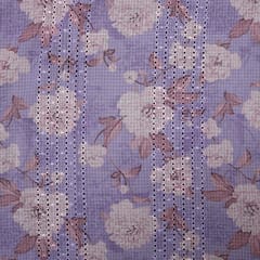 Cotton Floral Print Embroidery - Lavender - KCC138246