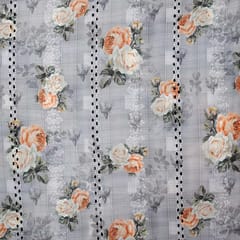Mulmul Floral Print Embroidery - Grey - KCC138924