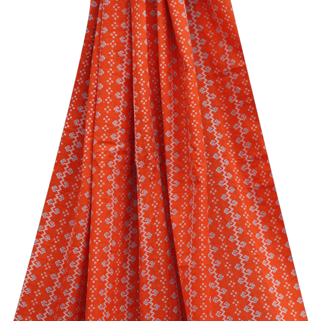Cotton Zig Zag Foil Print - Orange-  KCC150394