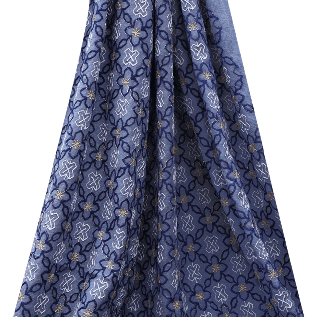 Linen Floral Jaal - Navy Blue - KCC78216