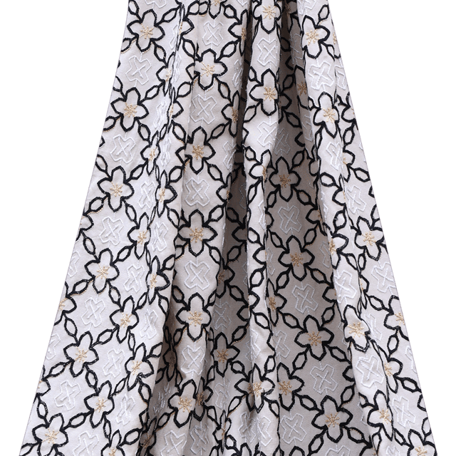 Linen Floral Jaal Print - White -