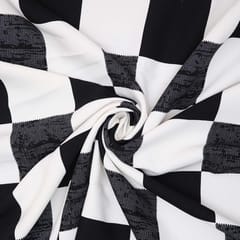 Woolen  Black and White Check Printed - KCC75876