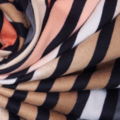 Woolen Multi-Colored Stripe Lycra Print - KCC117809