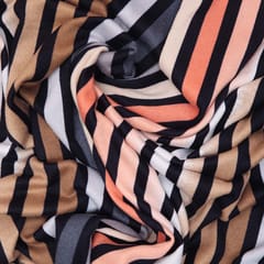 Woolen Multi-Colored Stripe Lycra Print - KCC117809