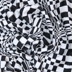 Woolen Black and White Check Print - KCC75880