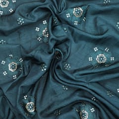 Silk Sequins Embroidery- Turquoise - KCC102447