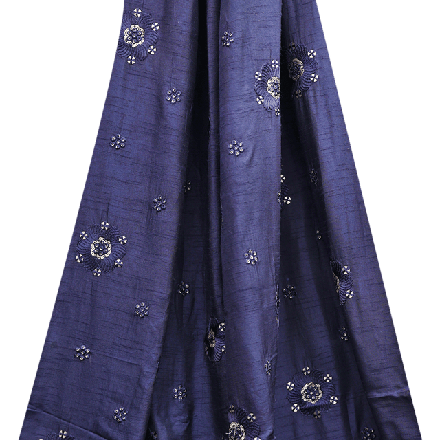 Nokia Sequins Silk Embroidery- Navy Blue- KCC102450