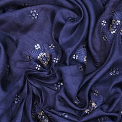 Nokia Sequins Silk Embroidery- Navy Blue- KCC102450