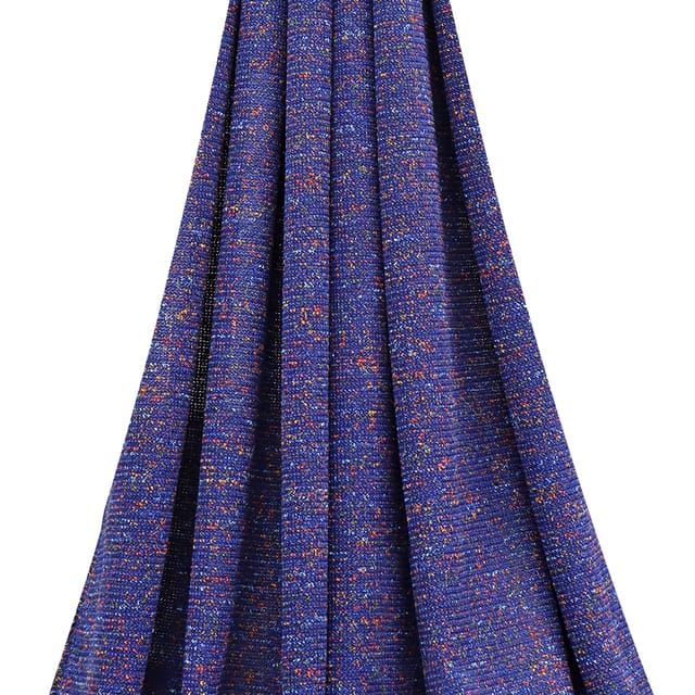 Woolen Fabric with orange and white sprinkle work – Navy Blue - KCC189830