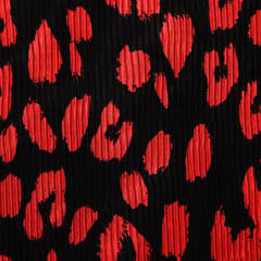 Crush Satin Stripes Leafy Print – Black and  red - KCC165996