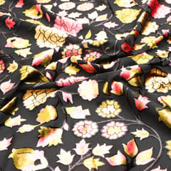 Black Brasso Velvet floral jaal print -  KCC190570