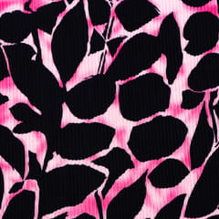 Crush Satin Stripes Leafy Print – Black combination with Pinkish Tone - KCC166003