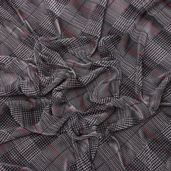 Black and White Checks Woolen Fabric - KCC165978