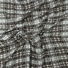 Monochrome tone Check woolen Print Fabric - KCC190873