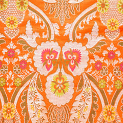 Orange Traditional Crafted Floral KinKhab Brocade - KCC190709