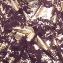 Metallic Gold foil print on wine georgette fabric - KCC151972
