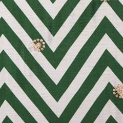 Bottle Green Zig Zag print with sequins Embroidery on Georgette fabric -  KCC124940