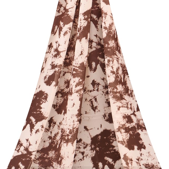 Brown abstract print on cream georgette fabric - KCC161822