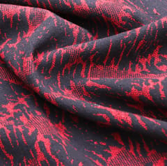 Red and black abstract print Woolen weave - KCC190875