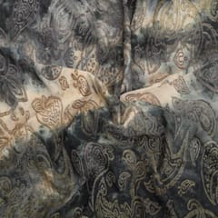 Grey abstract ethnic motif print Woolen weave