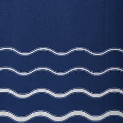 Blue and White Waves Stripes Lycra Fabric