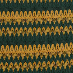 Emerald Green and Mustard Zig-Zag Print Woolen