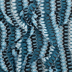 Ocean Toned Shimmer Multicoloured Woolen Zig-Zag Print