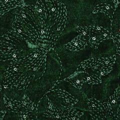 Emerald Green Sequins Embroidery Velvet Fabric