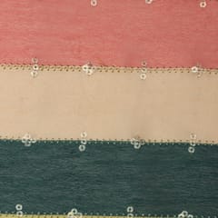 Warm Multicoloured Chinon Fabric with Sequins Embroidery