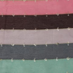 Pastel Multicoloured Chinon Fabric with Sequins Embroidery