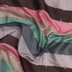Pastel Multicoloured Chinon Fabric with Sequins Embroidery