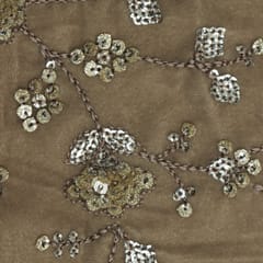 Champagne Cream Sequins Embroidery Velvet Fabric