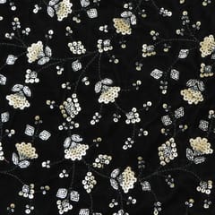 Charcoal Black Sequins Embroidery Velvet Fabric