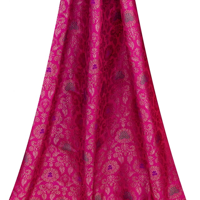 Fuschia Pink Floral Vine Weave Brocade