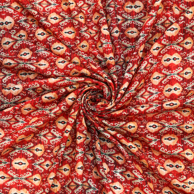 Blood Red Cotton Ajrak Print Fabric
