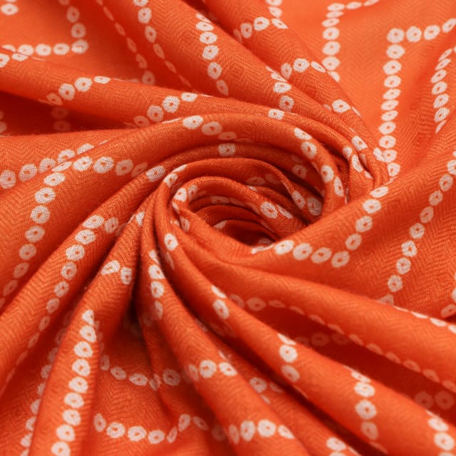 Carrot Orange Bhandhani Stripe Print Fabric