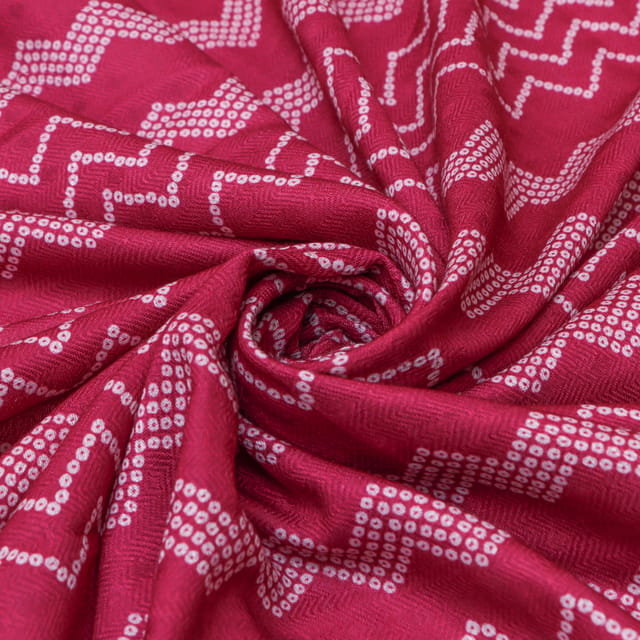Hot PInk Bhandhani Stripe Print Fabric