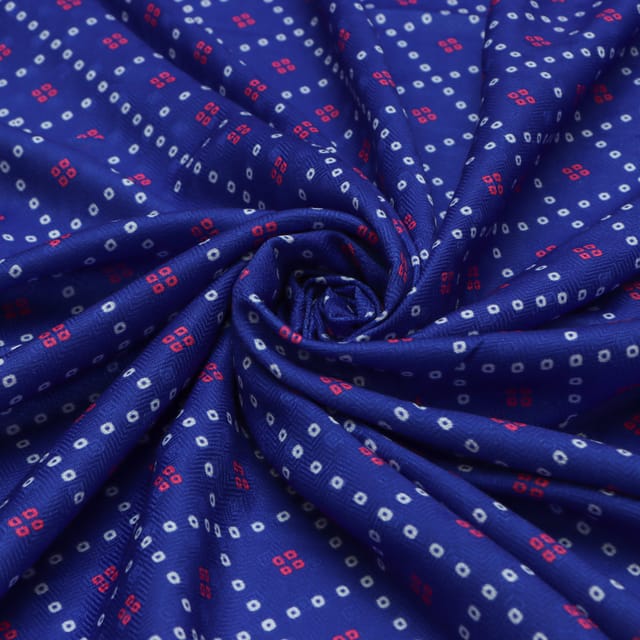 Dark Blue Pashmina Bhandhani Box Print Fabric