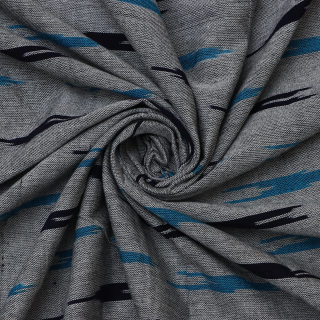 Grey Cotton Ikat Print Fabric