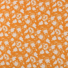 Golden Yellow Glace Cotton Floral Print Fabric