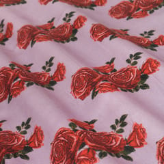 Baby Pink Glace Cotton Floral Print Fabric