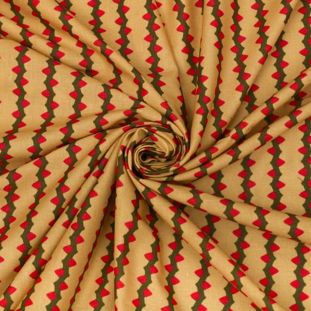 Dim Golden Glace Cotton Stripe Pattern Print Fabric