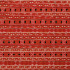 Carrot Pink Glace Cotton Stripe Pattern Print Fabric