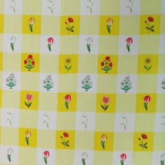 Lemon Yellow Glace Cotton Screen Object Print Fabric