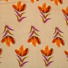 Wheat Glace Cotton Floral Print Fabric