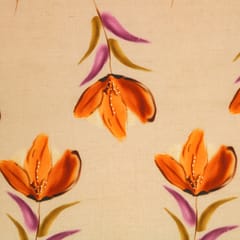 Wheat Glace Cotton Floral Print Fabric