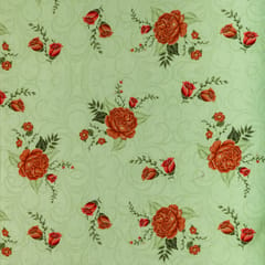 Mint Green Glace Cotton Floral Print Fabric