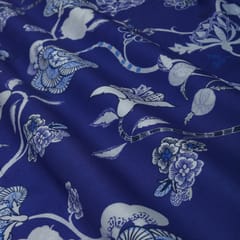 Indigo Glace Cotton Floral Print Fabric
