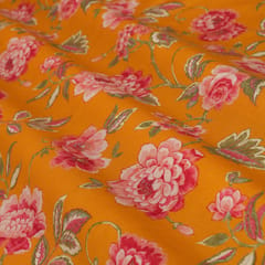 Beautifull Floral Print on Golden Yellow Base Modal Cotton Print Fabric